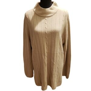 Yarnworks Cable Knit Turtleneck Sweater Beige Extra‎ Large Acrylic